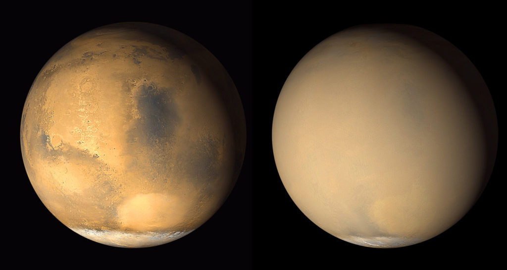 Mars before and after a sandstorm