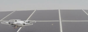 Drone flying to clean solar panels